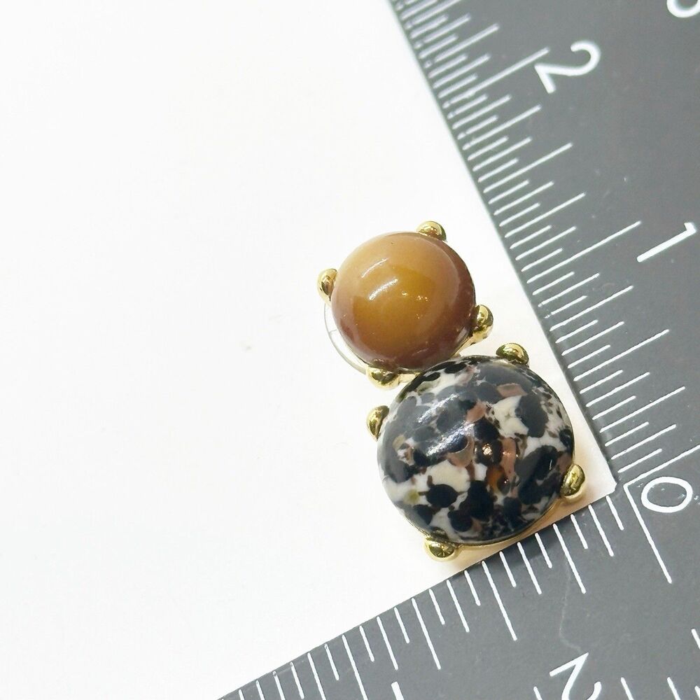 Vintage MONET Earrings Faux Stone Cabochon Gold Tone Dangle Statement Pierced - Picture 7 of 9